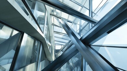 Geometric Patterns in Modern Architecture with Steel and Glass Elements
