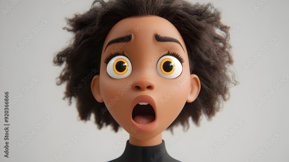 Aufkleber a surprised animated character with large eyes and an expressive face.