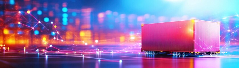 Futuristic Digital Warehouse Logistics with AI-Driven Inventory Management Illustration