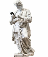 Obraz premium Realistic Marble Sculpture of a Man Using a Smartphone