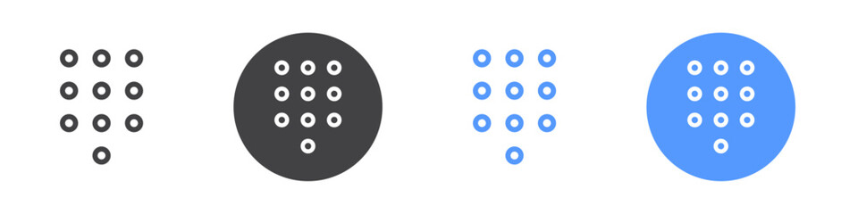 Dialing keypad icon Flat simple outline set