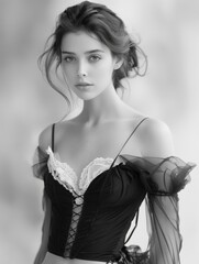 Enigmatic Vampire Allure   Captivating Monochrome Portrait of a Mysterious Beauty