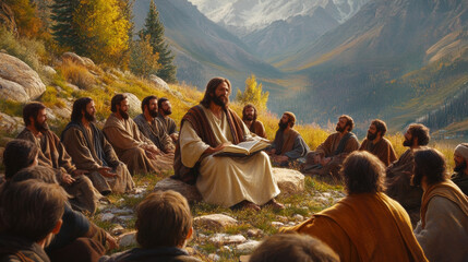 Jesus teaching the Sermon on the Mount