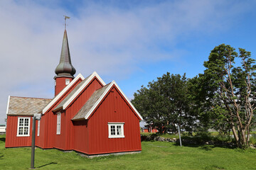 Church of Flakstad on the Lofoten Islands, Norway  