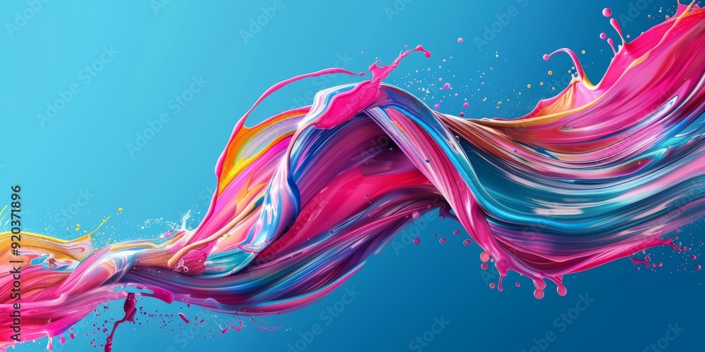 Poster a dynamic and colorful abstract paint splash design, making it ideal for various art and design proj