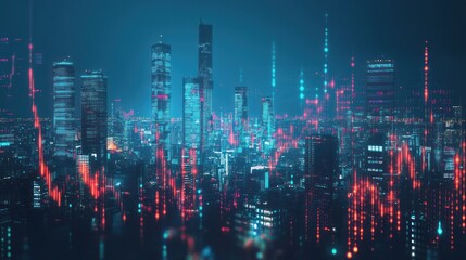 Fototapeta premium Cyberpunk Cityscape with Neon Lights