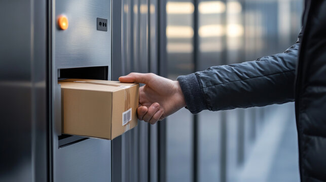Parcel being placed into a smart delivery locker
