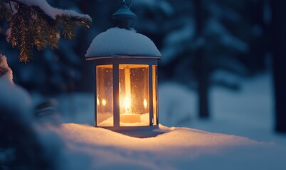 Christmas Lights Sparkling in the Snow: A Scene Full of Winter Enchantment and Festive Warmth.