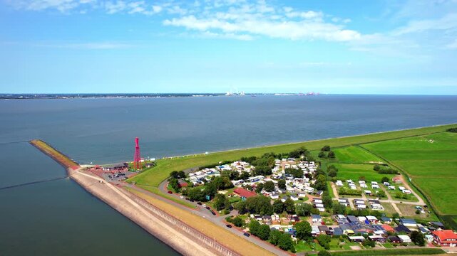 Eckwarderh&ouml;rne - Butjadinger Land - rotating aerial view from the lighthouse onto the coastal landscape.