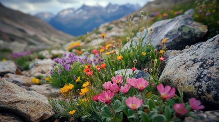 Obraz premium Vibrant Wildflowers Bloom in the Rocky Mountains