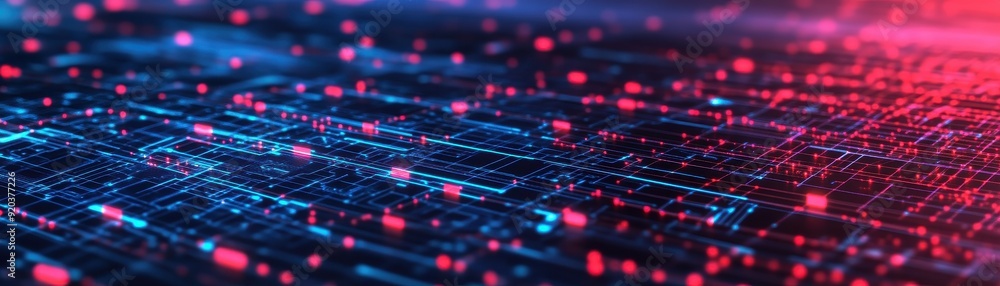 Aufkleber vibrant digital landscape featuring glowing points and lines, representing advanced technology and i