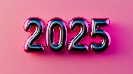 2025 in sleek and modern sansserif typography with a metallic gradient finish and subtle shadowing perfect for futuristic designs and technologyrelated themes