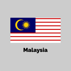 Malaysia flag design vector illustration on a gray background for graphic and web design.