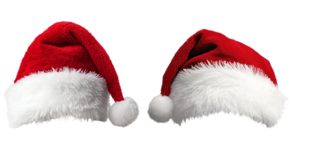 set of santa claus hat isolated PNG