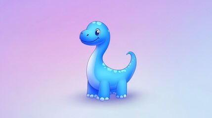 Cute Blue Dinosaur Illustration with Vibrant Colors