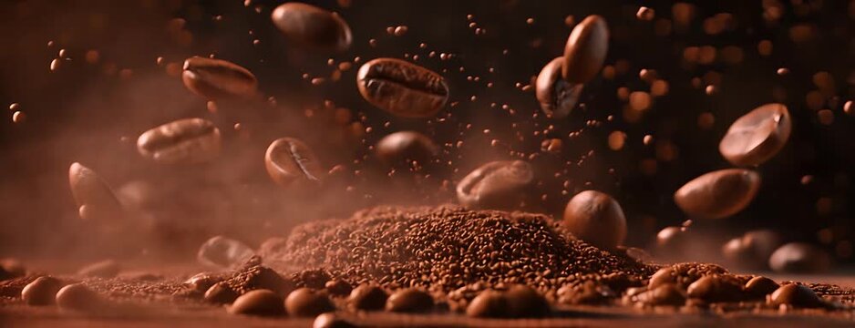 Discover the captivating process of brewing with aromatic coffee beans and rich grounds