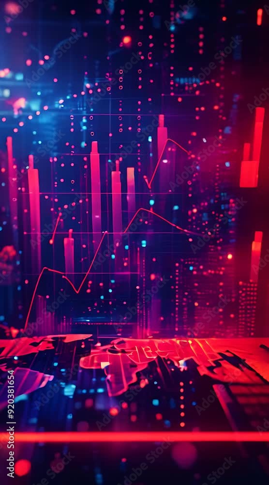 Poster explore vibrant data visualizations showing real-time trends in global finance and analytics across 