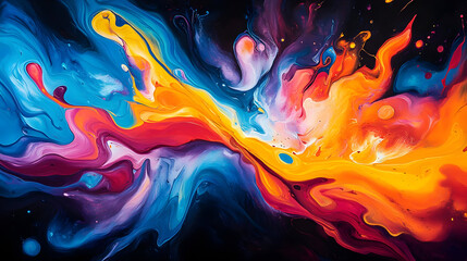 Abstract colorful swirls of paint creating a dynamic and vibrant composition.