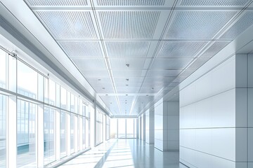 Obraz premium Modern Architectural Hallway with Sleek Design and Abundant Natural Light
