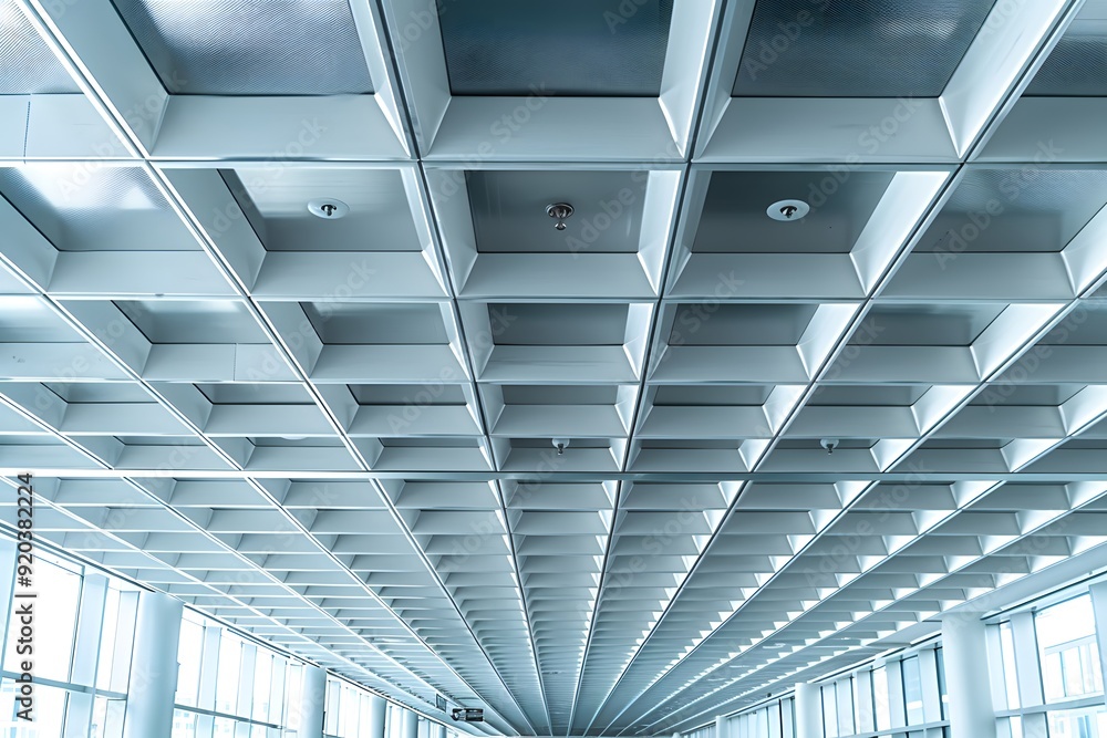 Poster modern architectural ceiling design with geometric patterns