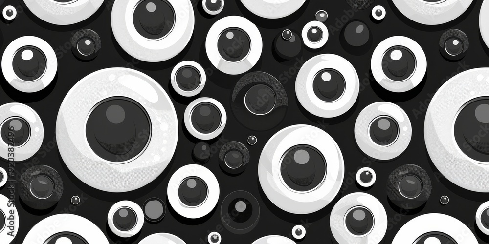 Poster this is a stunning and captivating composition consisting of black and white circular shapes that cr