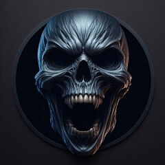 skull of a demon screaming skull with satanic creature faces