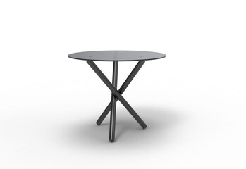 steel glass table with shadow 3d render