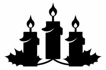 Set candle silhouettes for religion commemorative and party icon. Vector Black flat symbol collection isolated on transparent background. Editable stroke some melted and others solid white backround