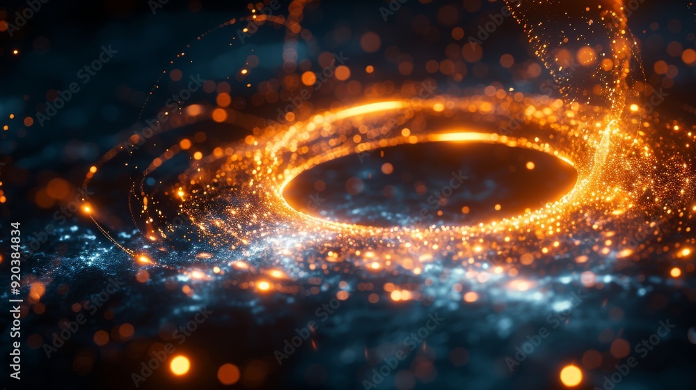 Poster a mesmerizing display of vibrant energy and light showcasing a glowing circular pattern in the vastn