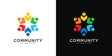 Creative colorful community logo design template sign and symbol. Premium Vector