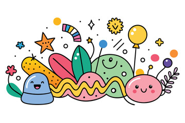 Naklejka premium happy easter. doodle vector illustration.