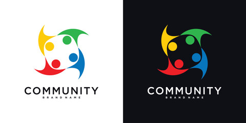 Creative colorful community logo design template sign and symbol. Premium Vector
