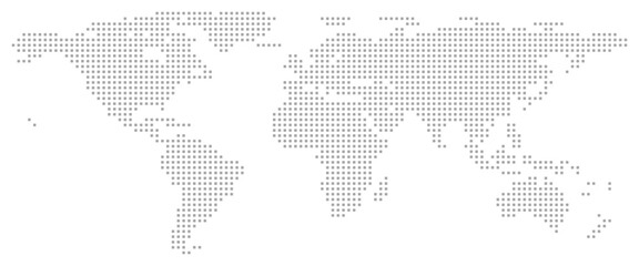 Abstract world map with grey square dotted pattern. Vector Map Illustration.