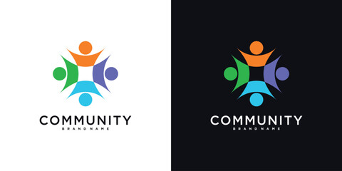 Creative colorful community logo design template sign and symbol. Premium Vector