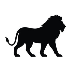 Illustration of Walking Lion silhouette isolated