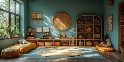High-Resolution Montessori Classroom Setup for Stock Photography, generative ai