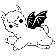Adorable Alpaca Halloween Illustration Set with Cute Costumes including Ghost, Witch, Bat, and Pumpkin Characters in Vector Format