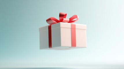 Obraz premium A white box with a red ribbon on top of it