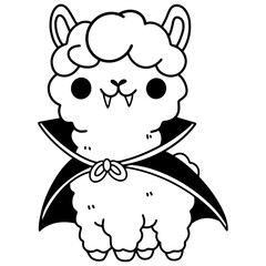 Obraz premium Adorable Alpaca Halloween Illustration Set with Cute Costumes including Ghost, Witch, Bat, and Pumpkin Characters in Vector Format