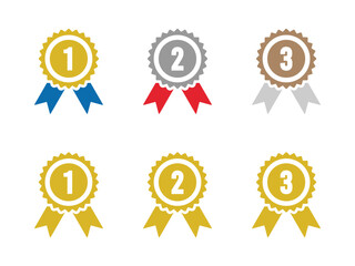 medal winner ribbon award badge vector on transparent background