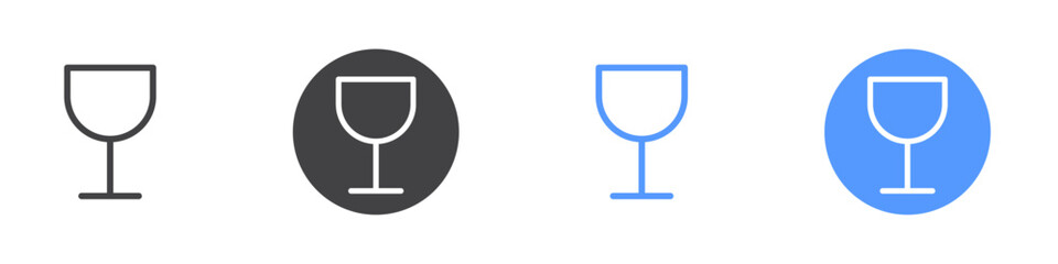 Glass icon Flat simple outline set