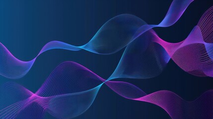 Abstract Blue and Purple Waves on Dark Background