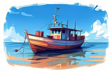 Fototapeta premium the AI Image Generator, Fishing Boat Unfolded