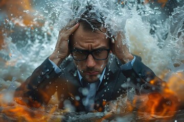 Fototapeta premium A Dramatic Scene of Struggle Amidst Chaos and Turmoil