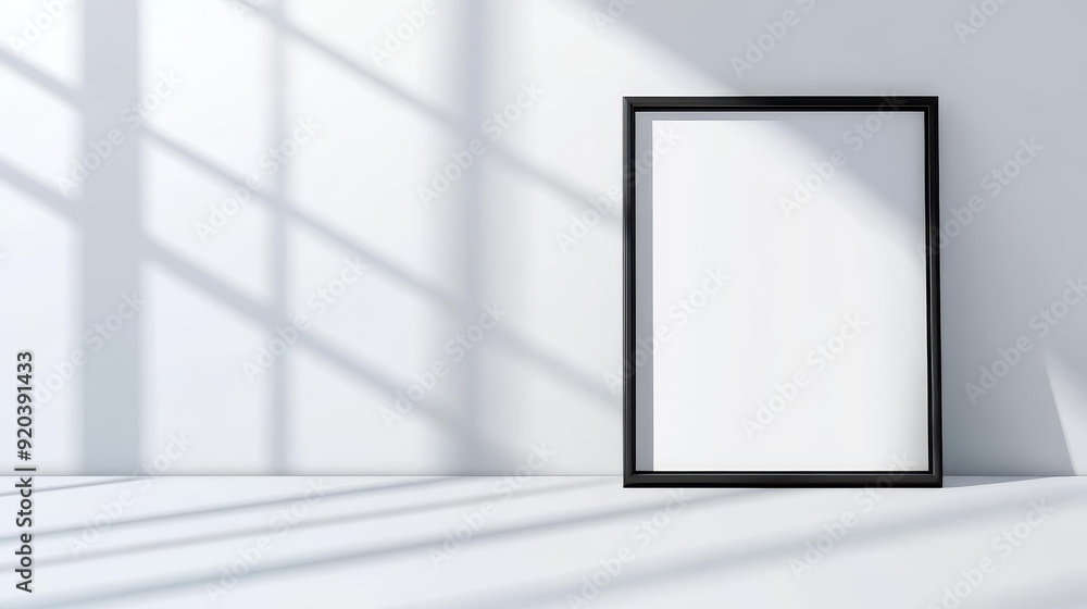 Poster a simple empty frame on a bright wall catches soft light, creating playful shadows in this modern ca
