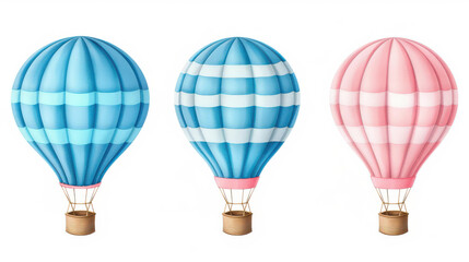 Delightful hot air balloon illustrations in soft pastels, perfect for baby shower invites and greeting cards, adding a charming touch.