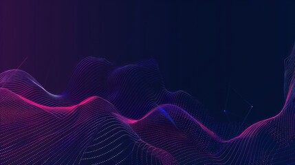 Abstract Digital Landscape with Wavy Lines and Dots