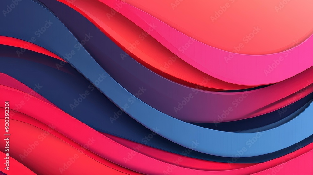 Poster vibrant red wave background, perfect for adding a modern touch to any design project with its colorf