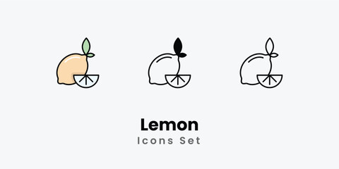 Lemon Icons thin line and glyph vector icon stock illustration