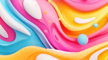 Dive into a vibrant world with this 3D fluid wave design, bursting with color and dynamic movement for a modern touch.